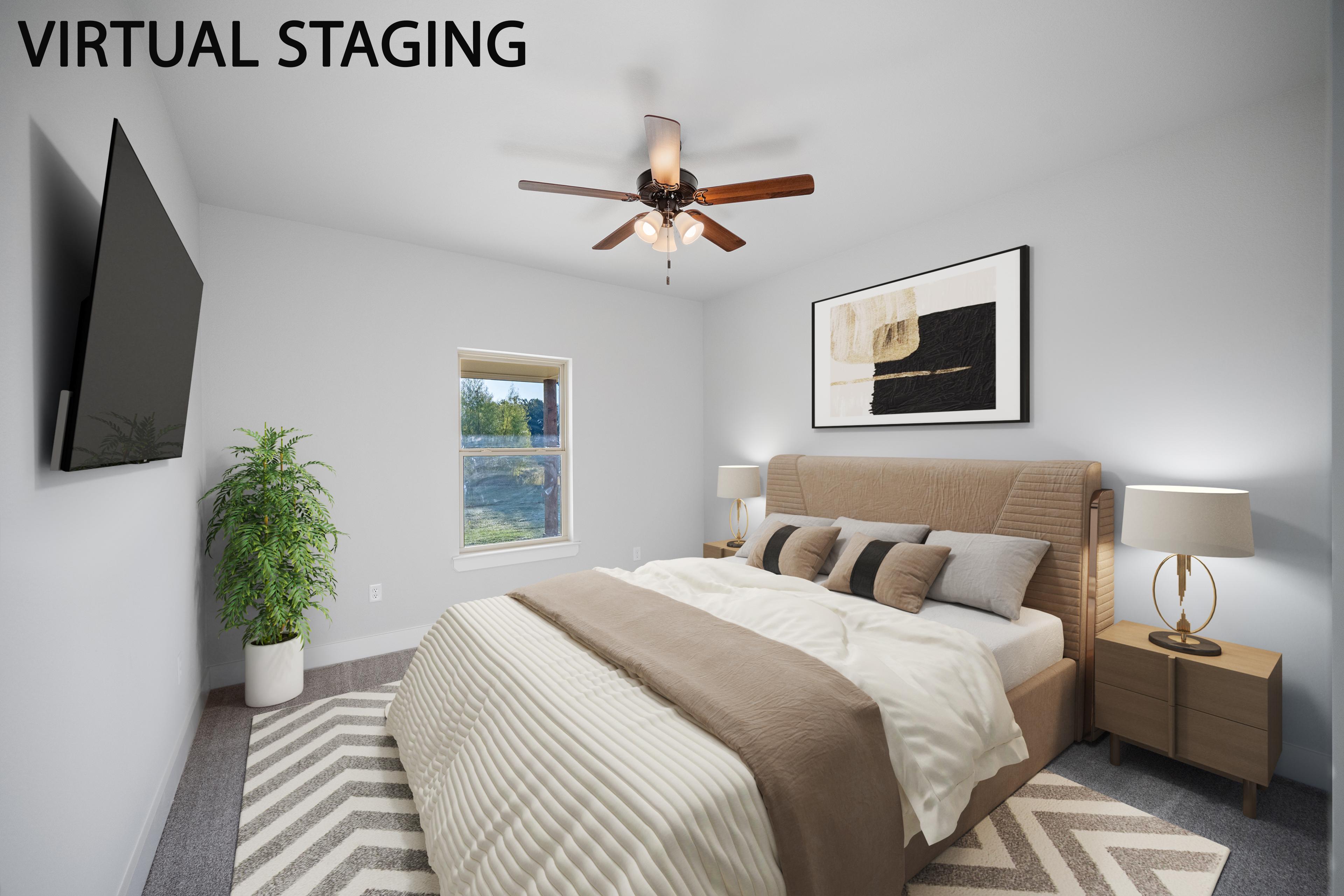 Virtual Staging – Bedroom transformation with modern furniture and decor